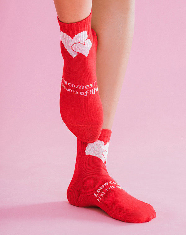 Medias mujer tobillera rojas corazones | 9-11