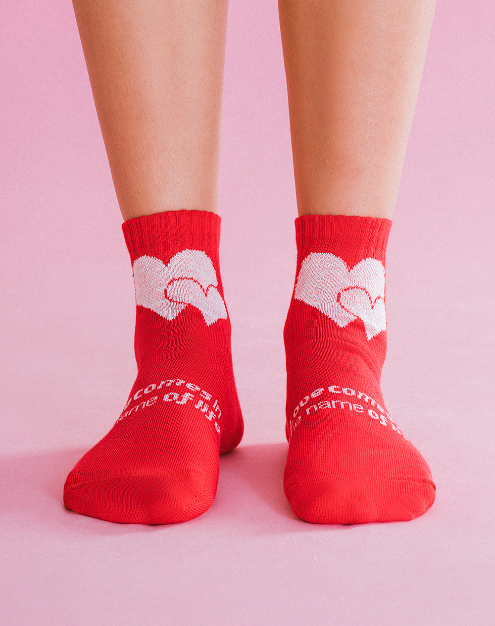 Medias mujer tobillera rojas corazones | 9-11
