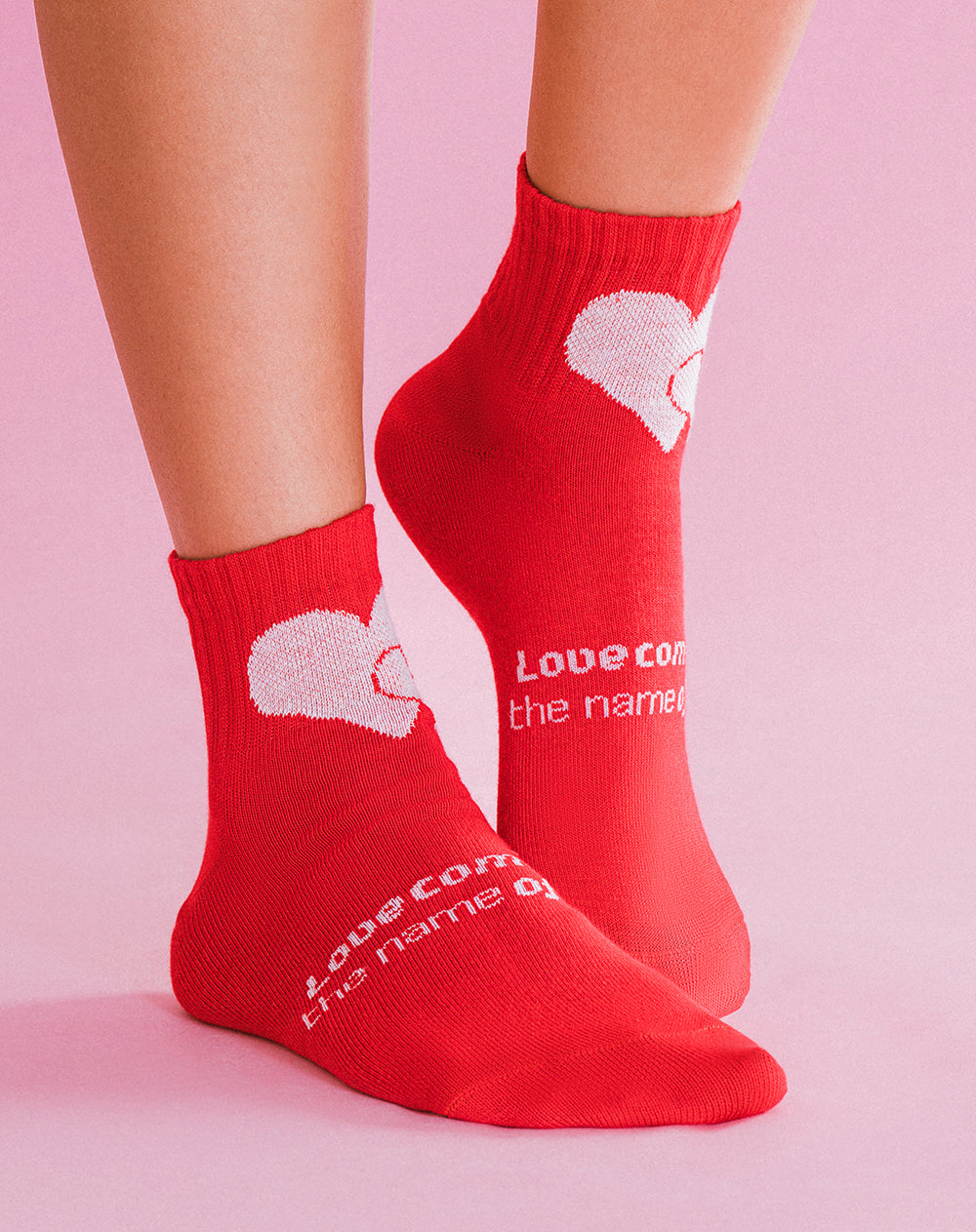 Medias mujer tobillera rojas corazones | 9-11