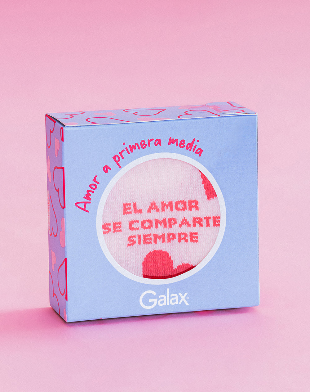 Medias unisex largas rosadas corazones + empaque
