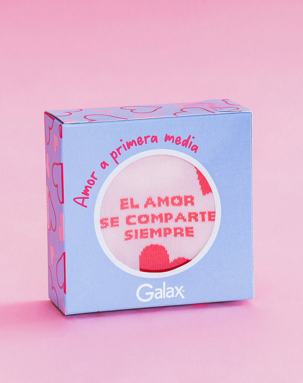 Medias unisex largas rosadas corazones + empaque