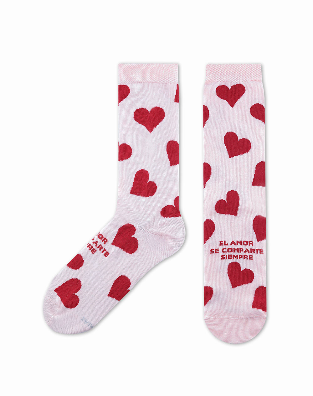 Medias unisex largas rosadas corazones + empaque
