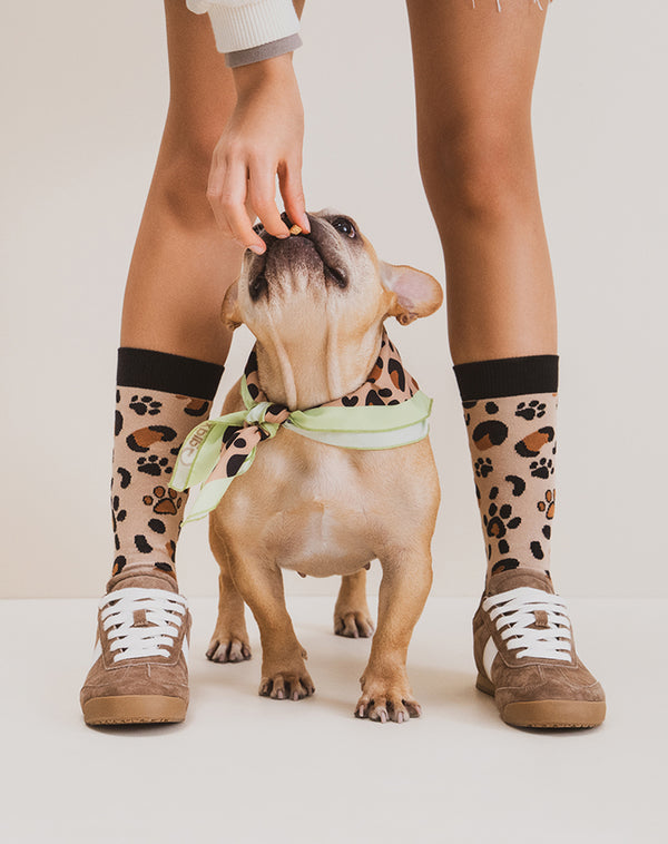 Medias unisex largas café print Ringo+Galax