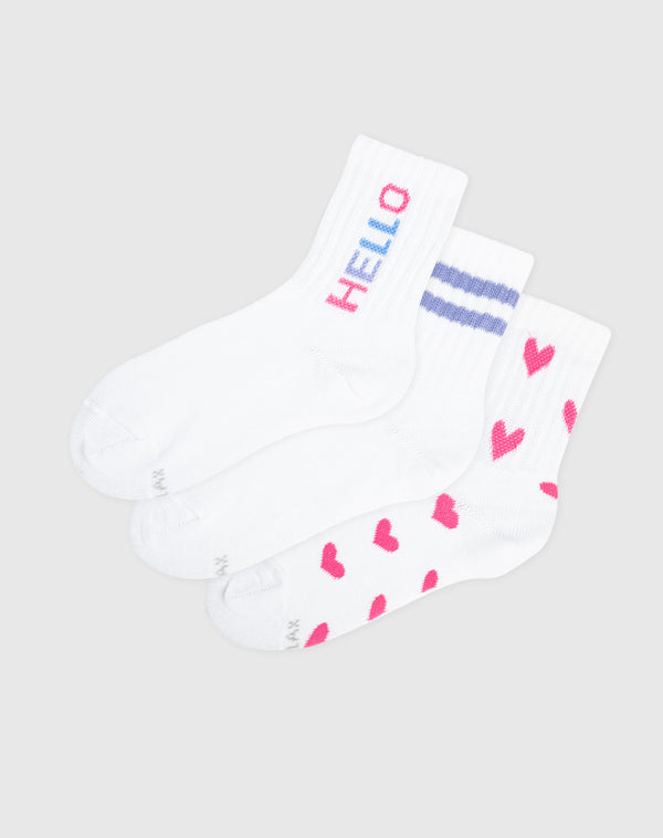 Medias para niñas tobilleras paquete x3 unds surtidas
