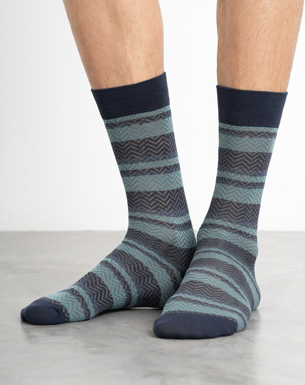 Medias hombre largas azules rayas | 10-12