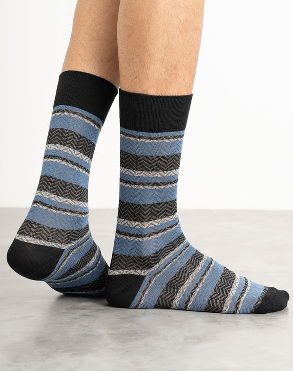 Medias hombre largas negras rayas | 10-12