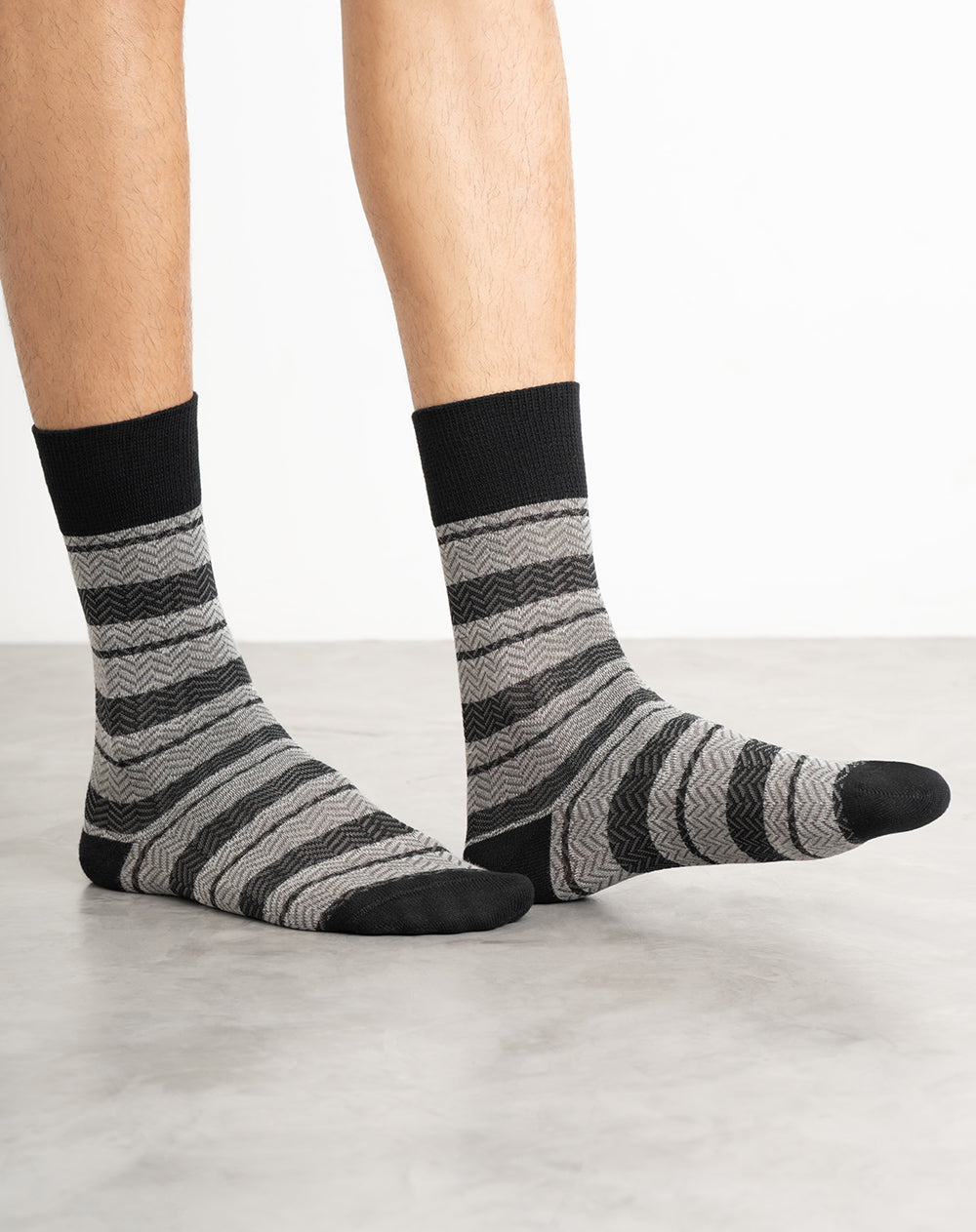 Medias hombre largas negras rayas | 10-12