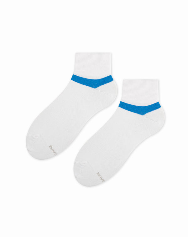Medias para hombre tobilleras  blancas franja azul
