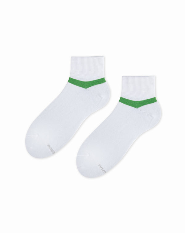 Medias para hombre tobilleras  blancas franja verde