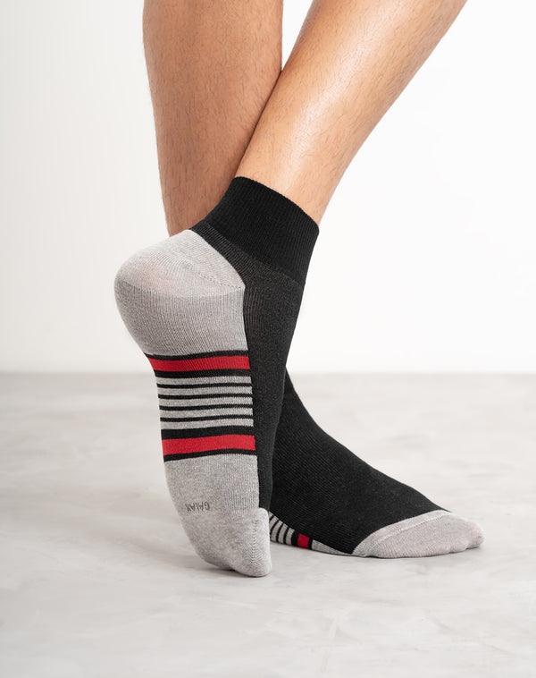 Medias para hombre tobilleras  negras con gris