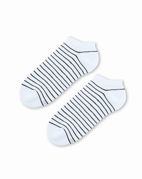 Medias tobilleras blanco rayas