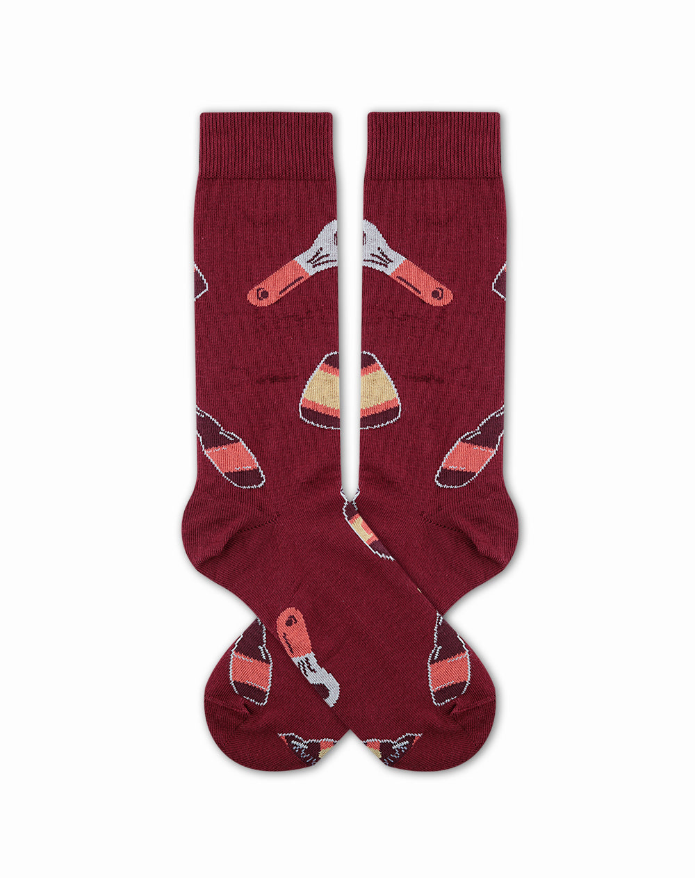 Medias largas vinotinto dibujo
