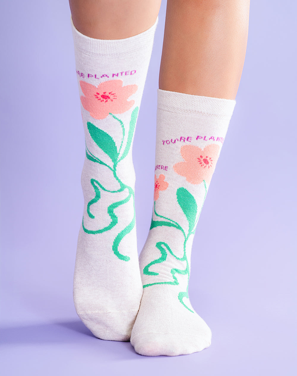 Medias mujer largas beige flores | 9-11