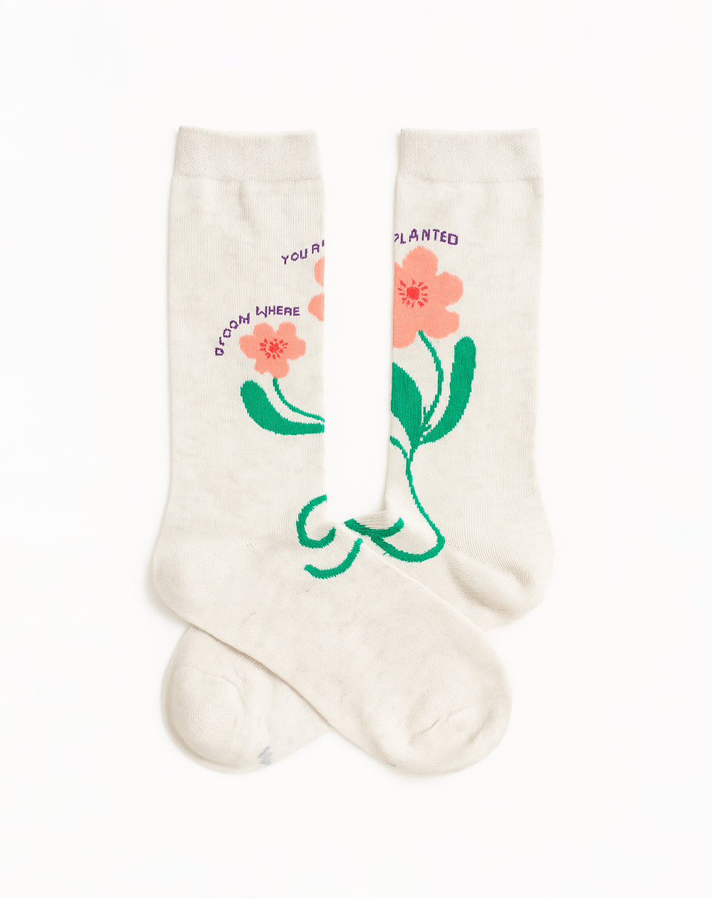 Medias mujer largas beige flores | 9-11