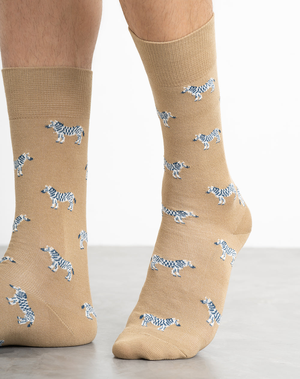 Medias hombre largas café zebra | 10-12