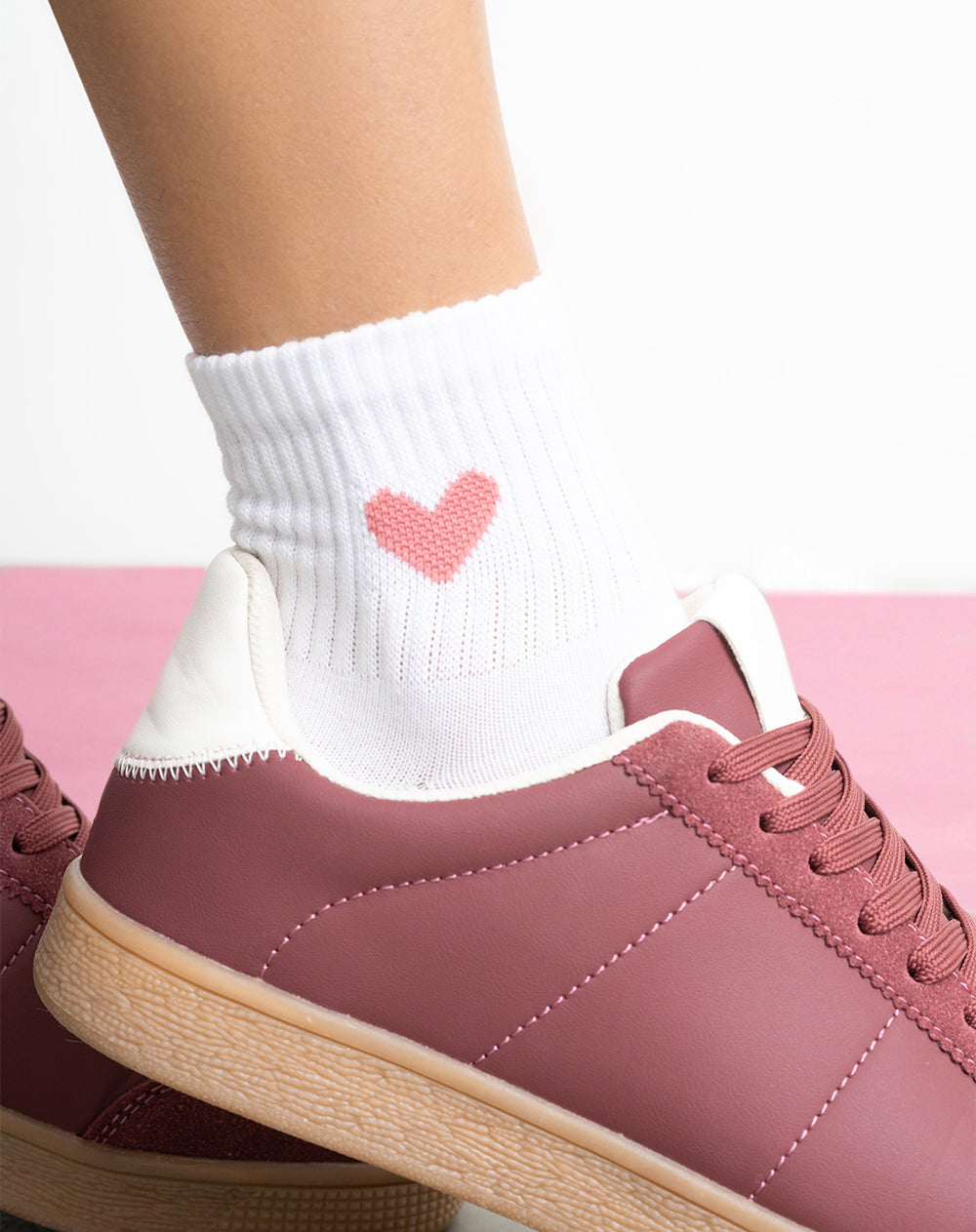 Medias mujer tobillera blancas corazón | 9-11