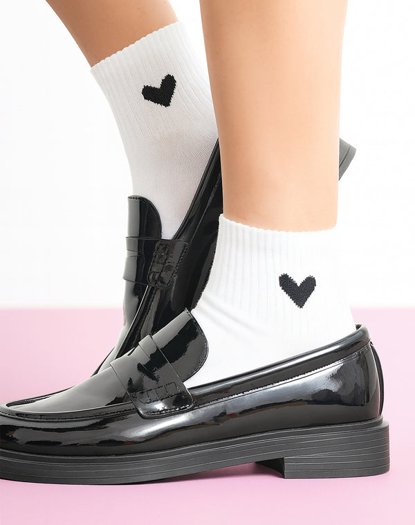 Medias mujer tobillera blancas corazón | 9-11