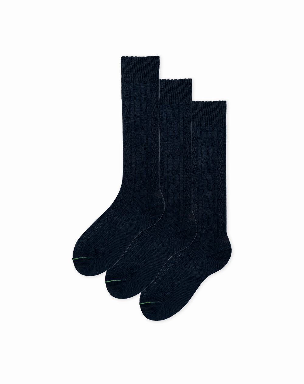 Medias para niñas largas paquete x3 unds azules acanalado en figuras