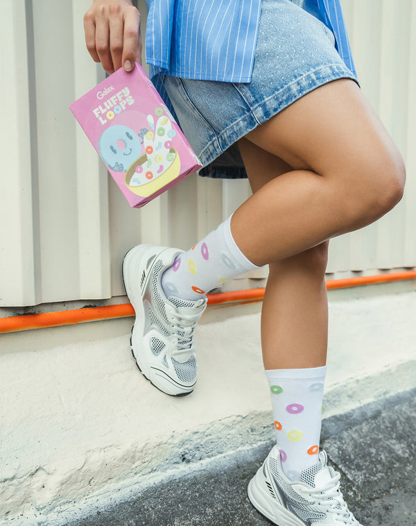 Medias  unisex largas empaque especial blancas bolitas de cereal