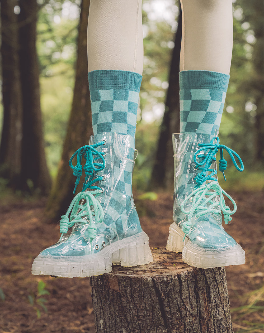 Medias edición especial largas verdes a cuadros