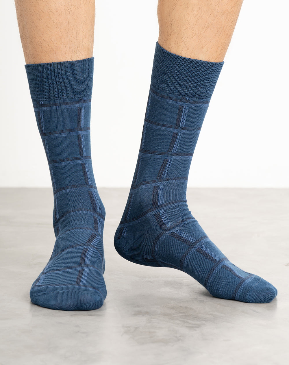 Medias hombre largas azules cuadros | 10-12
