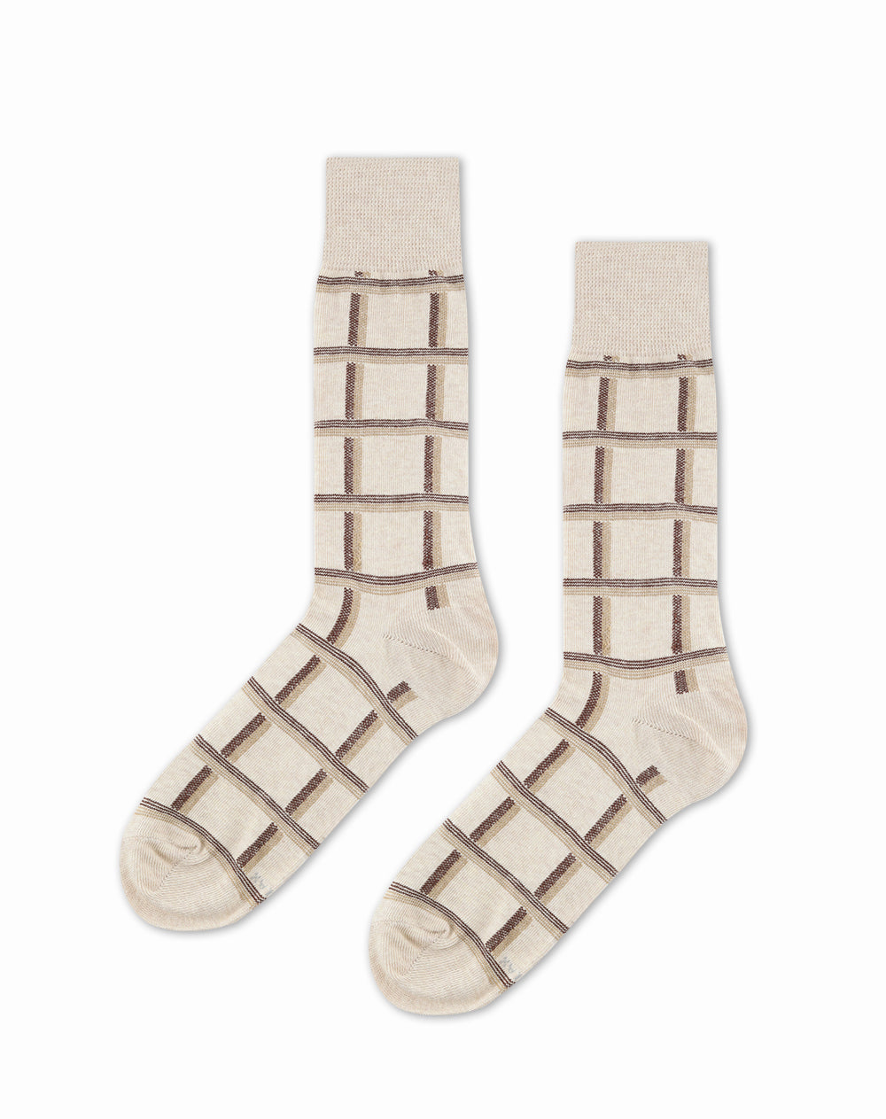 Medias largas beige jaspe cuadros
