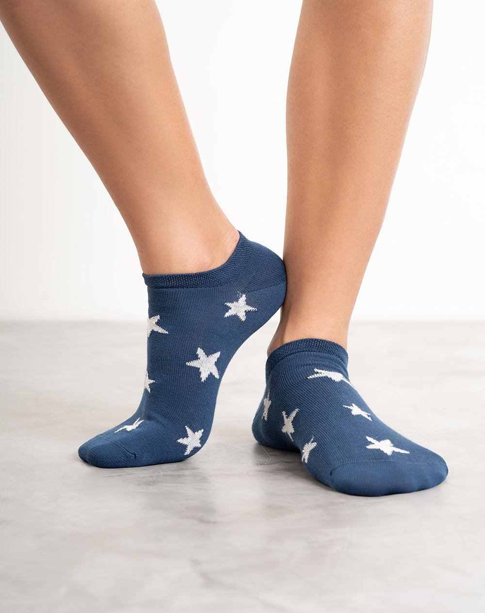 Medias para mujer tobilleras cortas  azules con estrellas
