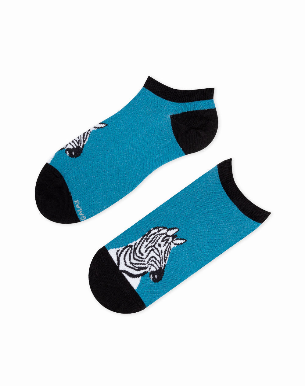 Medias para hombre tobilleras cortas  azules con zebra