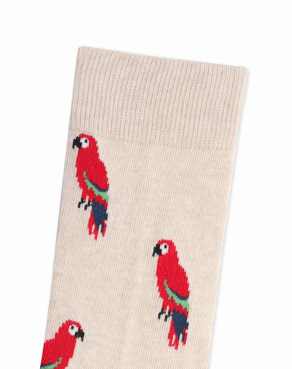 Medias edición especial largas beige con guacamayas + tobilleras cortas blancas
