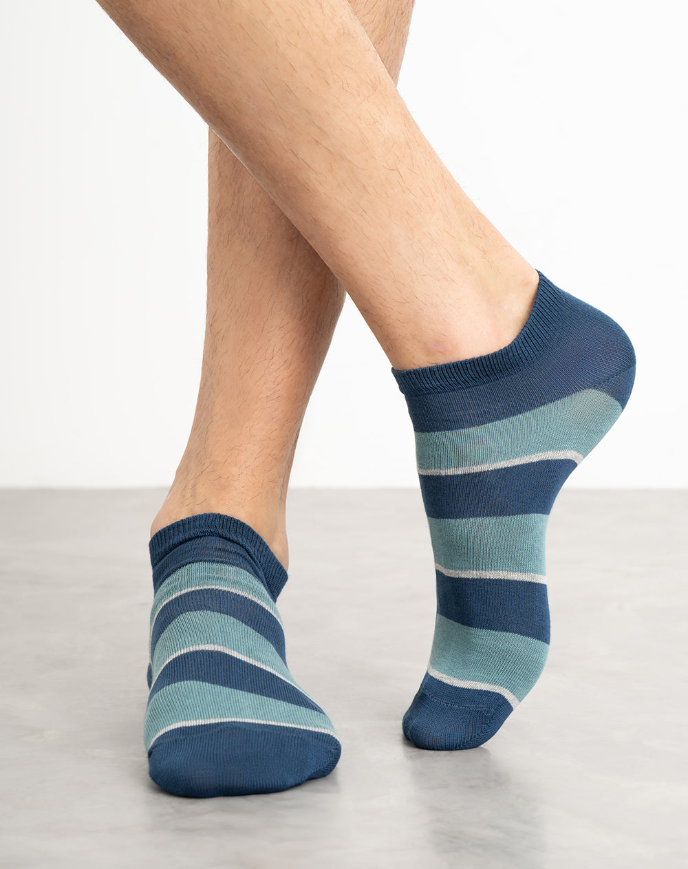 Medias hombre tobillera corta azules rayas | 10-12