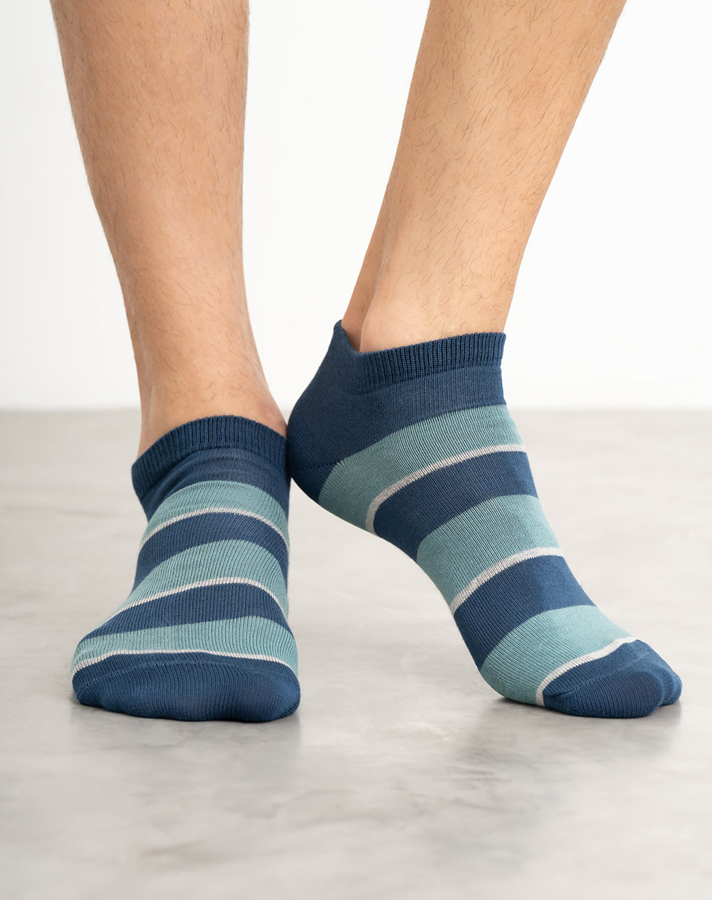 Medias hombre tobillera corta azules rayas | 10-12