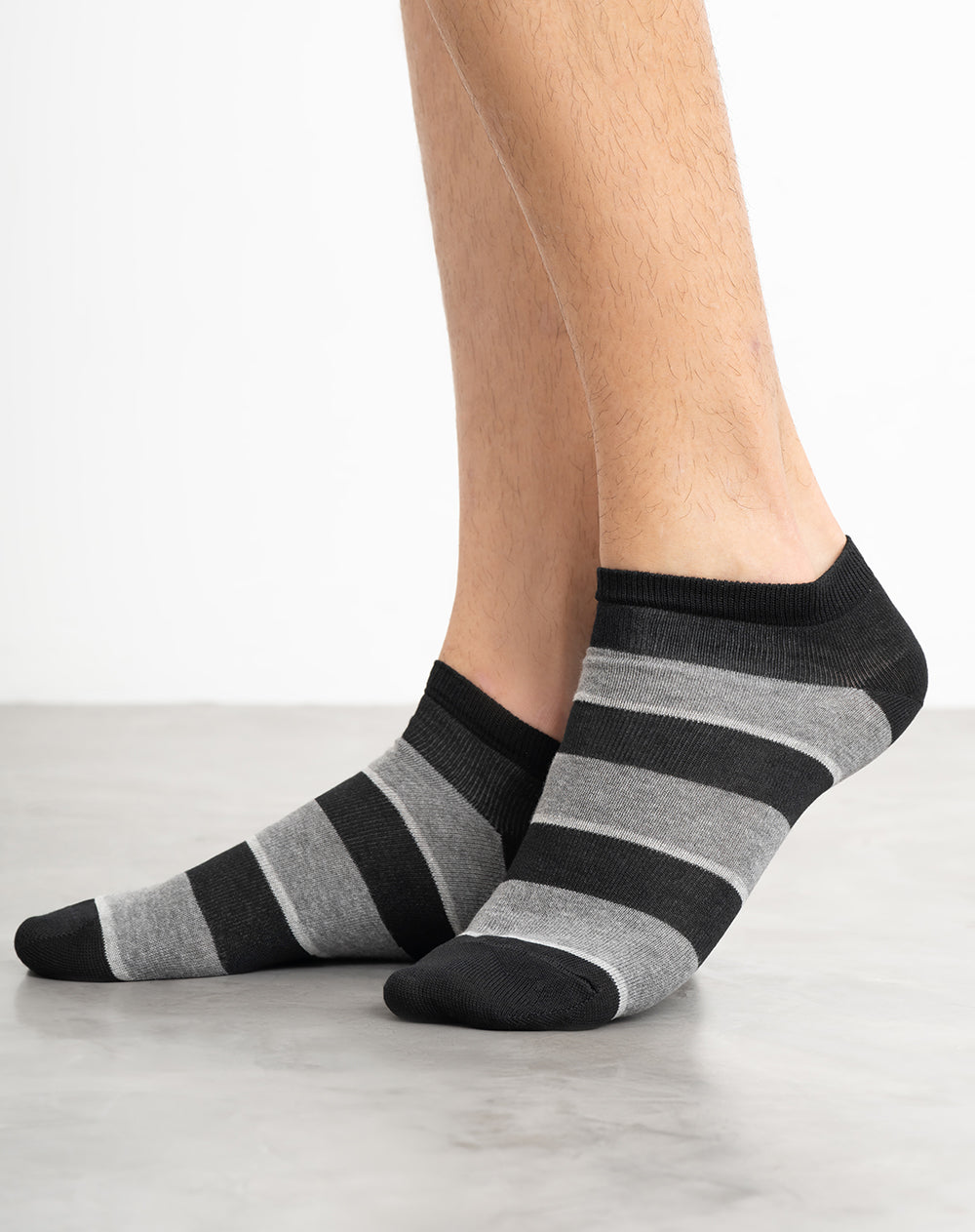 Medias hombre tobillera corta negras rayas | 10-12