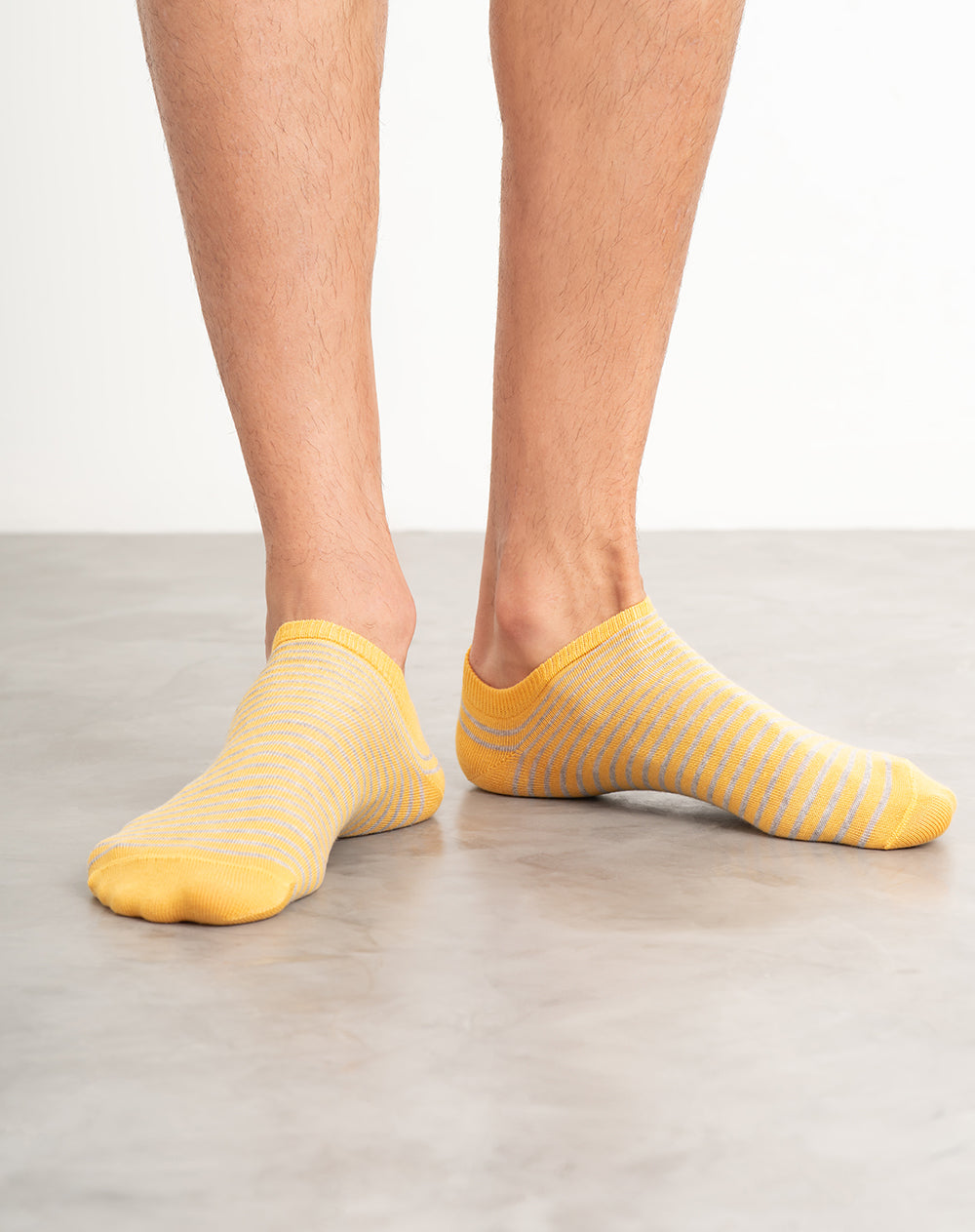 Medias hombre tobillera corta amarillas rayas | 10-12