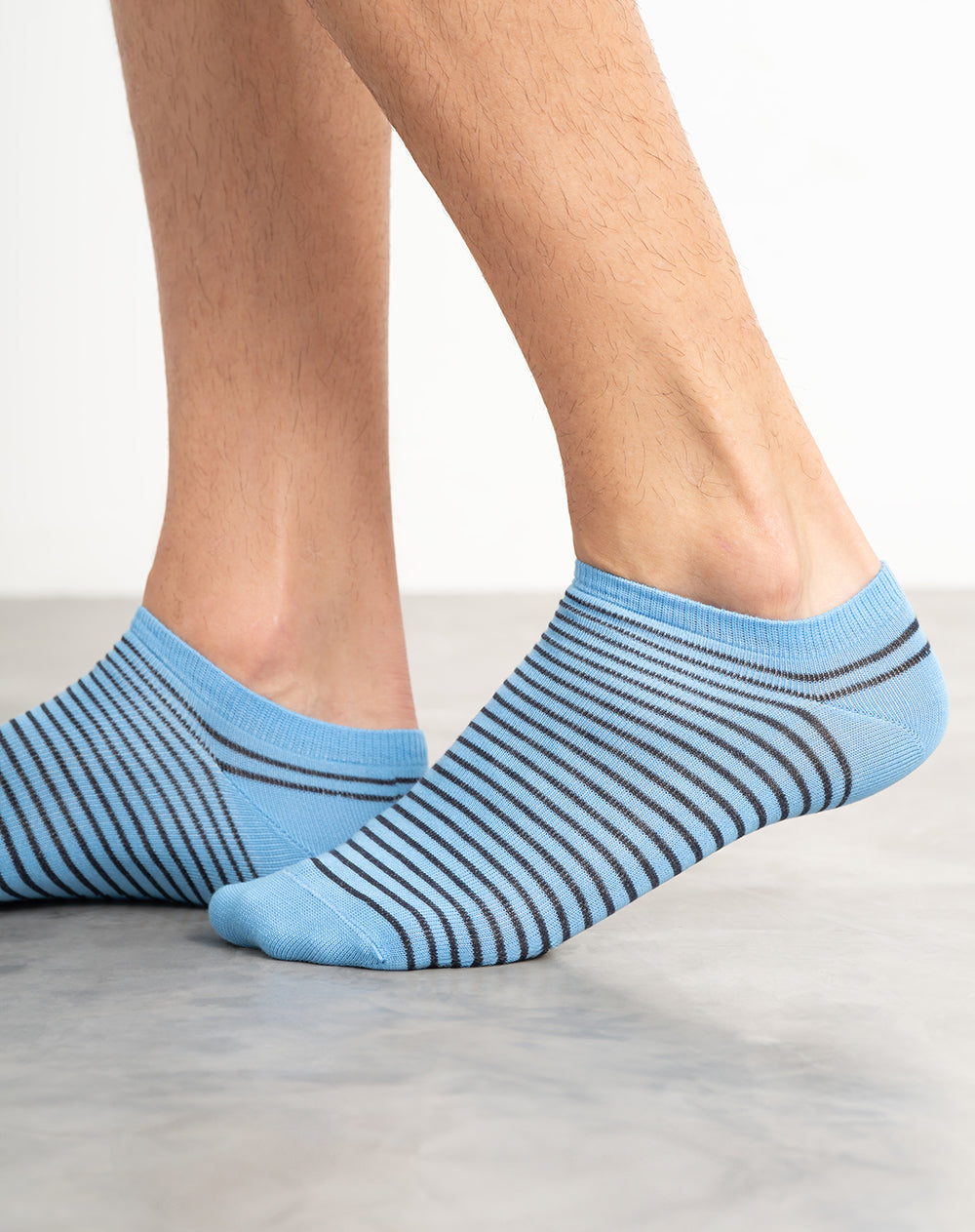 Medias hombre tobillera corta azules rayas | 10-12