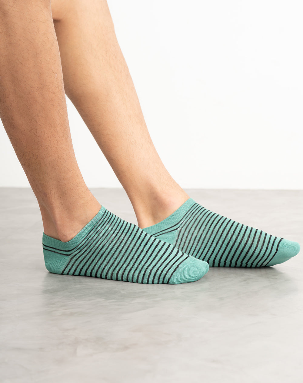 Medias hombre tobillera corta verdes rayas | 10-12