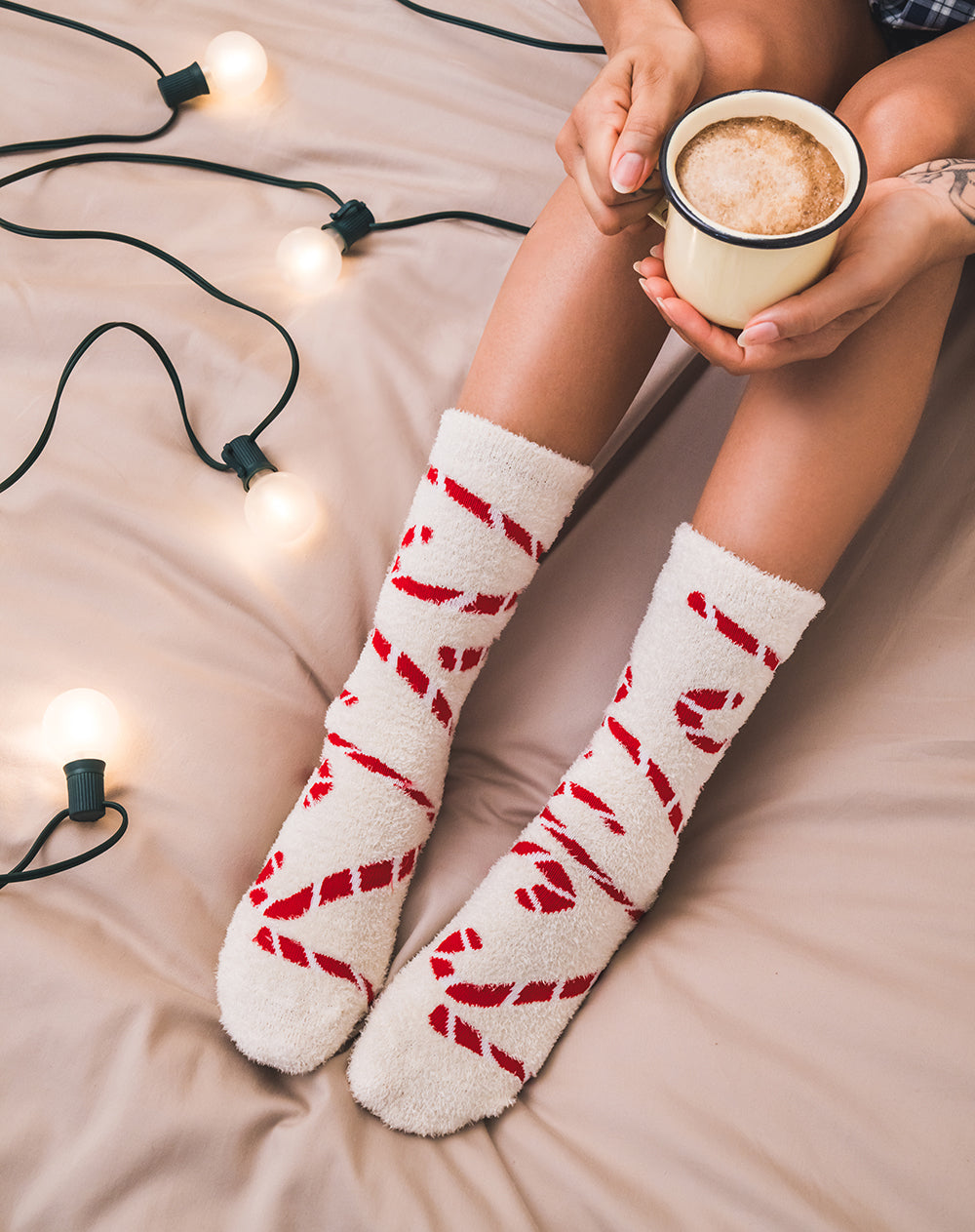 Medias unisex largas bastones navidad