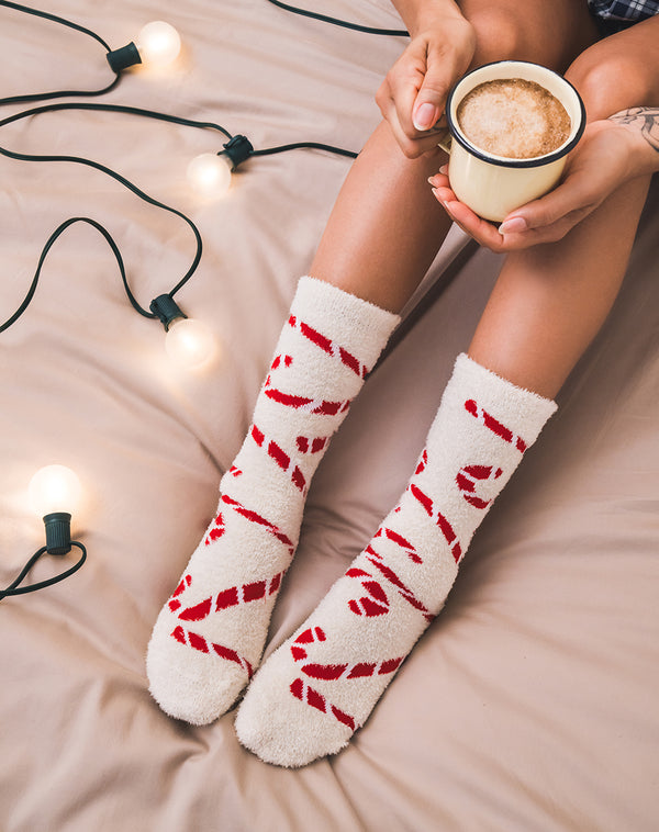 Medias unisex largas bastones navidad