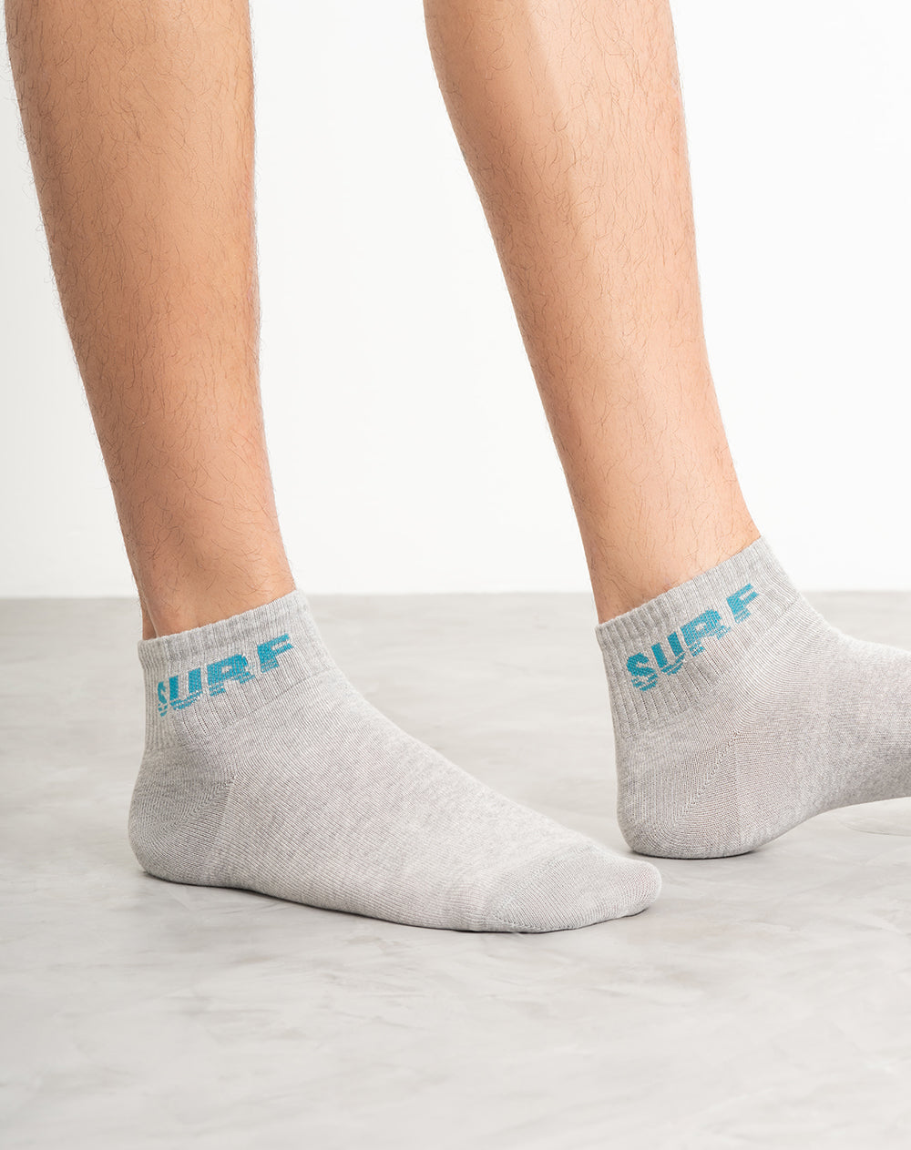 Medias para hombre tobilleras  gris jaspe con frase