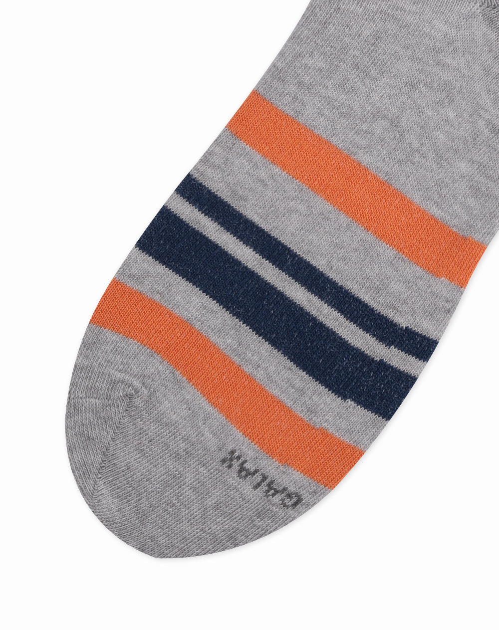Medias para hombre tobilleras cortas  gris jaspe con rayas