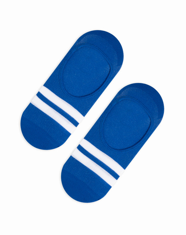 Medias para hombre tipo baleta protección en empeine azules con rayas