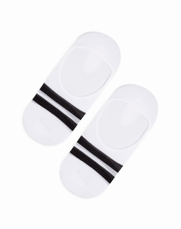 Medias para hombre tipo baleta protección en empeine blancas con rayas