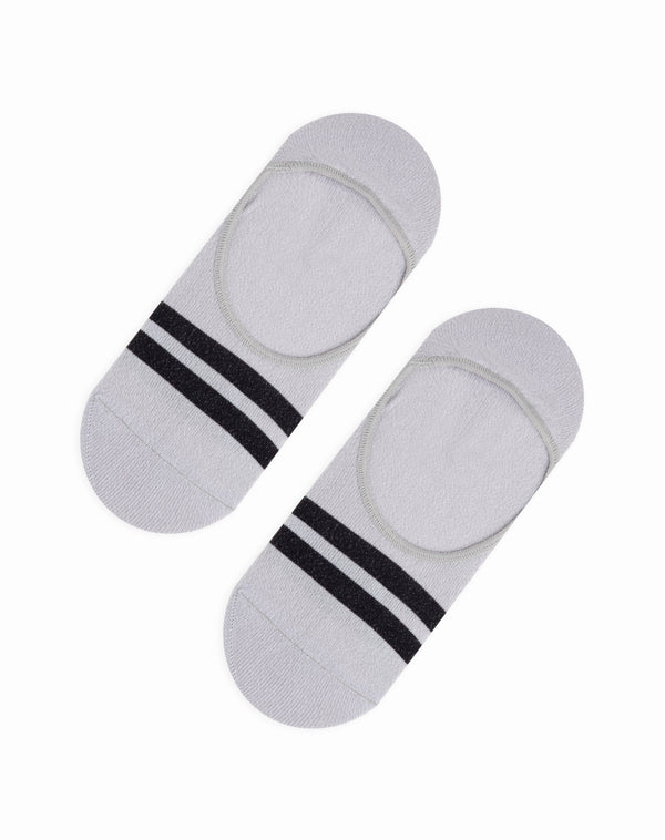 Medias para hombre tipo baleta protección en empeine gris jaspe con rayas
