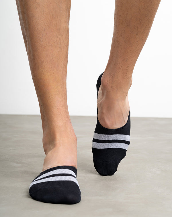 Medias para hombre tipo baleta protección en empeine negras con rayas