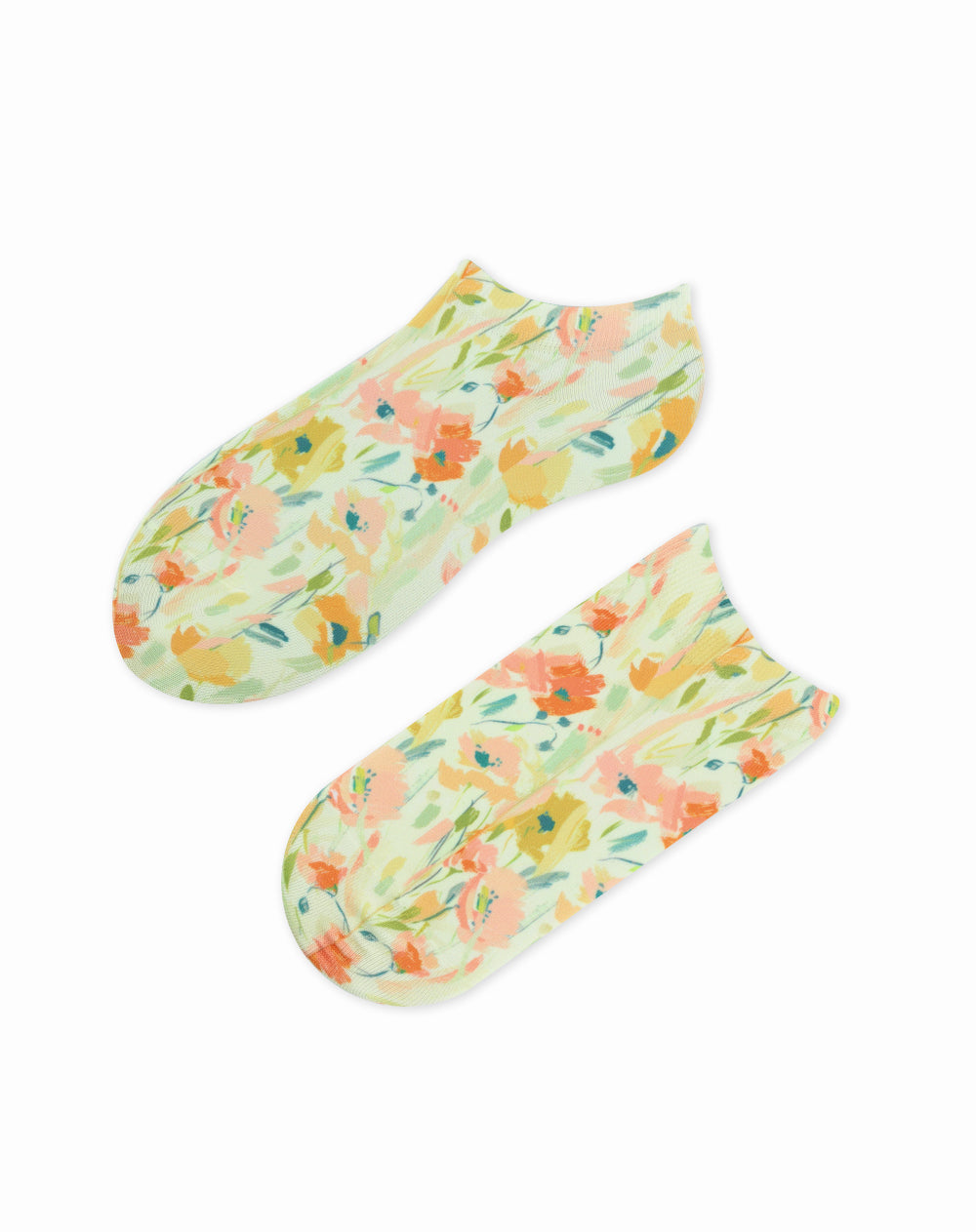 Medias tobilleras amarillo estampado