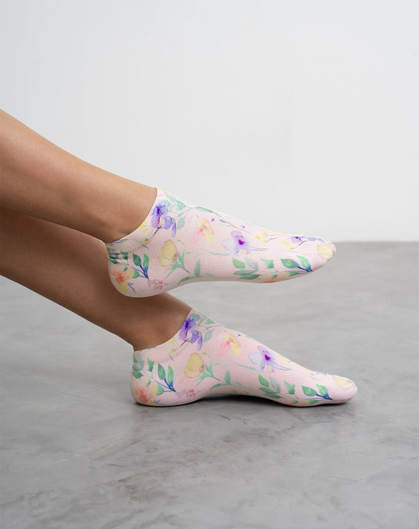 Medias tobilleras rosado estampado