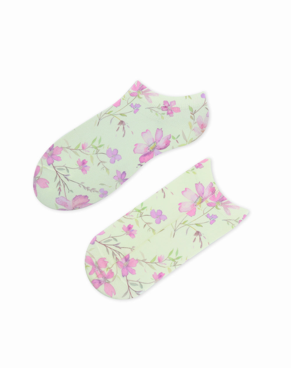 Medias tobilleras verde estampado