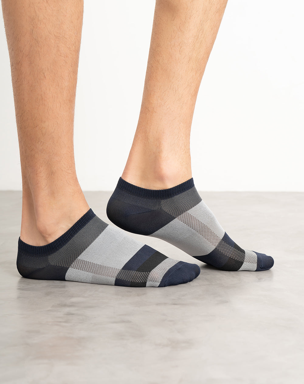 Medias hombre tobillera corta azules bloques | 10-12