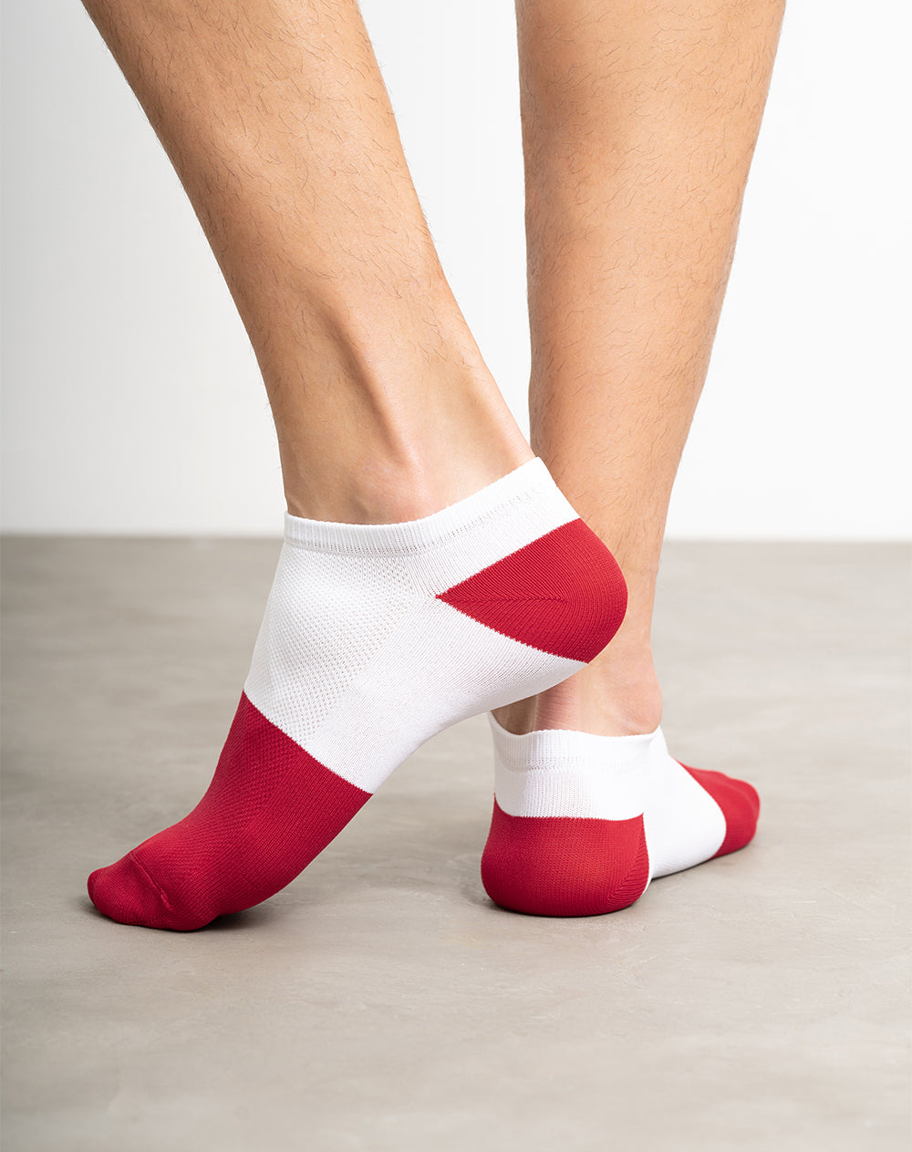 Medias para hombre tobilleras cortas transpirables blancas y rojas