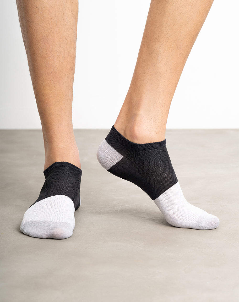 Medias para hombre tobilleras cortas transpirables negras y grises