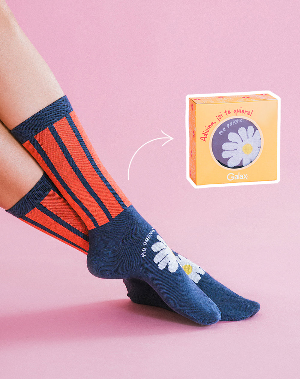 Medias unisex largas azules dibujo + empaque